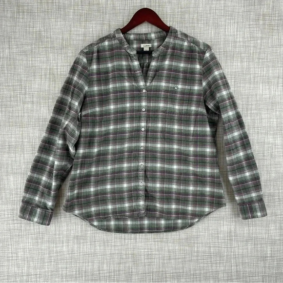 L.L. Bean womens size Large button down flannel long sleeve shirt 0974 - Picture 1 of 7